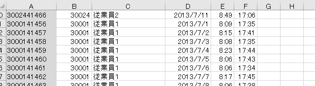 Excel　データの画像